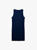 Kaşkorse Yuvarlak Yaka Kolsuz Mini Kalem Bodycon Kalem Elbise