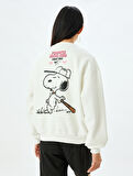 Snoopy Oversize Sweatshirt Arkası Baskılı Bisiklet Yaka Lisanslı