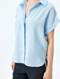 Viskon Kumaş Klasik Yaka Kısa Kollu Gömlek