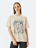 Koton Kadın T-shirt 5SAL10076IK BEJ