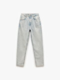 Mom Fit Yüksek Bel Pamuklu Cepli Denim Pantolon - Mom Slim Jean