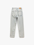 Mom Fit Yüksek Bel Pamuklu Cepli Denim Pantolon - Mom Slim Jean