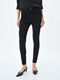 Yüksek Bel Skinny Fit Dar Paça Düğmeli Kot Pantolon - Skinny Fit Push Up Jean