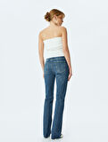 Yüksek Bel Slim Fit Yıpratılmış İspanyol Paça Denim Pantolon -  Flare Jeans