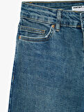Yüksek Bel Slim Fit Yıpratılmış İspanyol Paça Denim Pantolon -  Flare Jeans