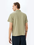 Kısa Kollu Pamuk Karışımlı Dokulu Polo Yaka Tişört