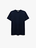 Pamuklu Kısa Kollu Slim Fit Bisiklet Yaka Erkek Basic Tişört
