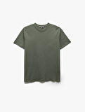 Pamuklu Kısa Kollu Bisiklet Yaka Basic Erkek Slim Fit Tişört