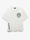 Kısa Kollu Bisiklet Yaka Arkası Baskılı Pamuklu Oversize Lisanslı Rick and Morty Tişört