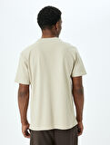 İşleme Detaylı Regular Fit Pamuklu Tok Kumaş Kısa Kollu Bisiklet Yaka Tişört