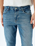 Pamuklu Düğmeli Slim Fit Jean Pantolon - Brad Jean