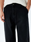 Normal Bel Pamuklu Chino Cep Detaylı Loose Fit Jean Pantolon