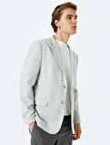 Slim Fit Pamuk Karışımlı Cep Detaylı Mono Yaka Blazer Ceket