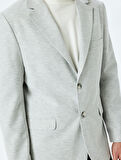 Slim Fit Pamuk Karışımlı Cep Detaylı Mono Yaka Blazer Ceket
