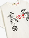 Lisanslı Marvel Baskılı Oversize Tişört Kısa Kollu Bisiklet Yaka Pamuklu