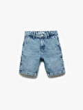 Cep Detaylı Pamuklu Denim Şort 