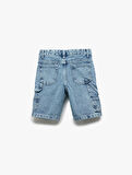 Cep Detaylı Pamuklu Denim Şort 