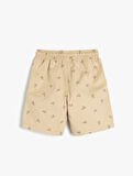 Beli Bağcıklı Cep Detaylı Pamuklu Desenli Şort