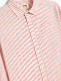 Çizgili Uzun Kollu Pamuklu Gömlek