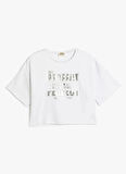 Koton Baskılı Beyaz Kız Çocuk T-Shirt 5SKG10066AK
