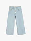 Geniş Paça Kot Pantolon Cepli Pamuklu - Wide Leg Jean