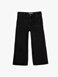 Kot Pantolon Geniş Paça Cepli Pamuklu - Wide Leg Jean