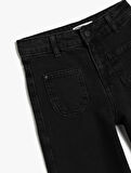 Kot Pantolon Geniş Paça Cepli Pamuklu - Wide Leg Jean