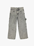 Kot Pantolon Geniş Paça Cepli Pamuklu - Wide Leg Jean