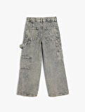 Kot Pantolon Geniş Paça Cepli Pamuklu - Wide Leg Jean