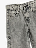 Kot Pantolon Geniş Paça Cepli Pamuklu - Wide Leg Jean