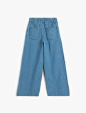 Geniş Paça Kot Pantolon Cepli Pamuklu - Wide Leg Jean
