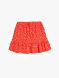 Fırfır Detaylı Beli Lastikli Puantiyeli Mini Etek