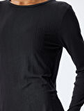 Modal Kumaş Uzun Kollu Bisiklet Yaka Pijama Üstü