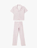 Köpek Grafik Baskılı Kısa Kollu Pamuklu Gömlek Yaka Pijama Takımı