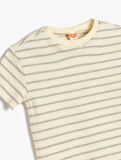 Pamuklu Bisiklet Yaka Kısa Kollu Çizgili Tişört
