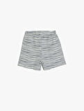 Çizgili Pamuklu Beli Bağlamalı Şort