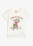 Koton Baskılı Ekru Kız Çocuk T-Shirt 5SMG10019AK