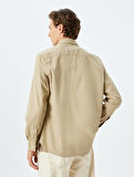 Basic Gömlek Uzun Kollu Yarım İtalyan Yaka Düğmeli Pamuklu