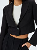 Kruvaze Yaka Crop Blazer Ceket