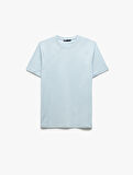Kısa Kollu Bisiklet Yaka Pamuklu Slim Fit Erkek Basic Tişört