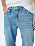 Normal Bel Düğmeli Pamuklu Straight Fit Kot Pantolon - Mark Jean