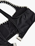 Astarlı Hafif Destekli Kroşe Detaylı U Yaka Bralet Bikini Üstü