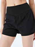 Beli Lastikli Slim Fit Taytlı Spor Şort