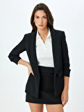 Drape Detaylı 3/4 Uzun Kollu Blazer Ceket