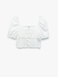 Gipeli Poplin Balon Kol Dantel Detaylı Crop Bluz