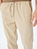 Kanvas Pamuklu Beli Bağcıklı Chino Cep Detaylı Jogger Pantolon