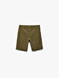 Pamuklu Chino Cepli Bermuda Slim Fit Şort