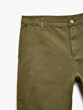 Pamuklu Chino Cepli Bermuda Slim Fit Şort