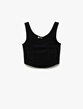 Pamuklu Slim Fit U Yaka Kalın Askılı Crop Atlet