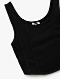 Pamuklu Slim Fit U Yaka Kalın Askılı Crop Atlet